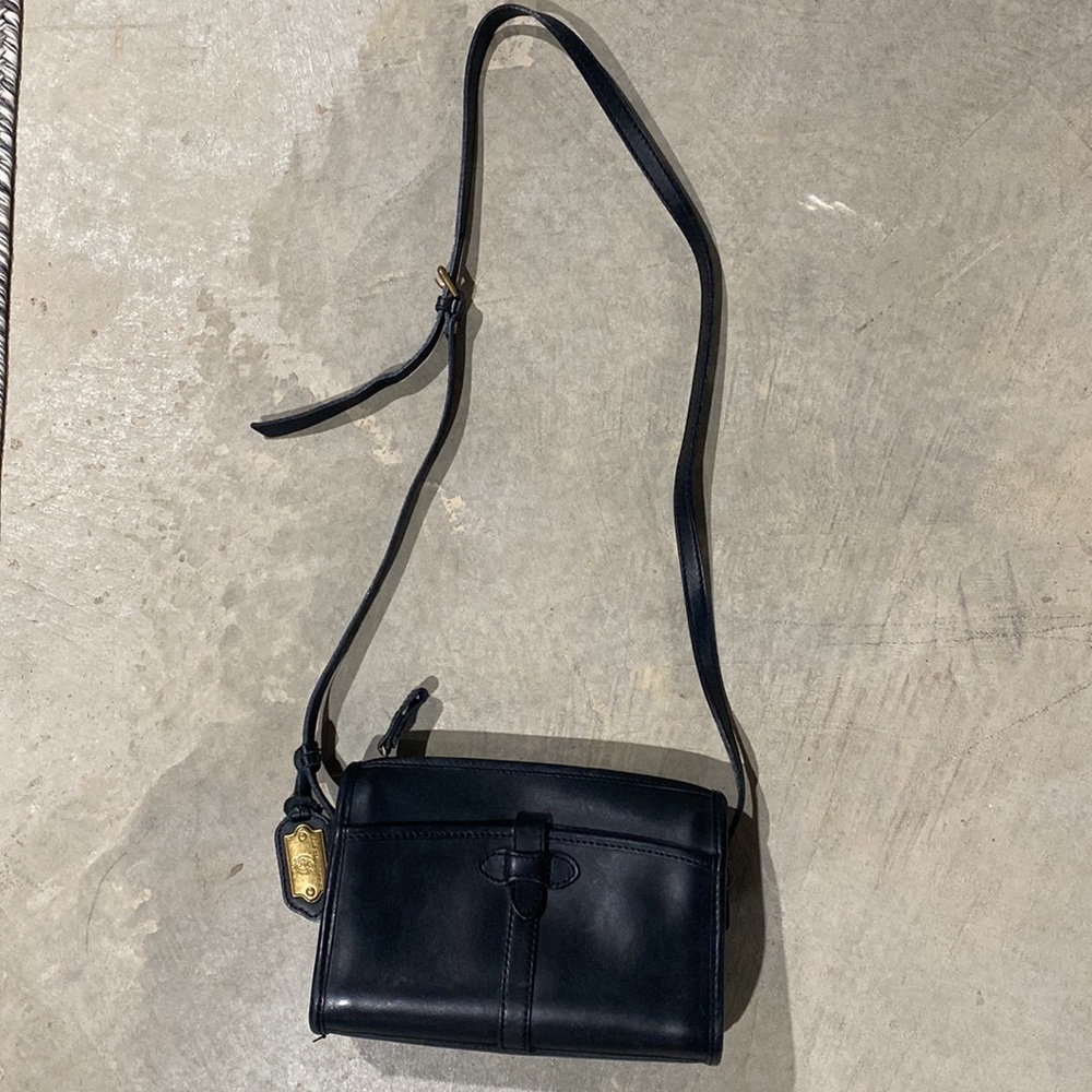Womens vintage Liz Claiborne leather messenger bag shoulder bag black Y2K - Picture 8 of 10